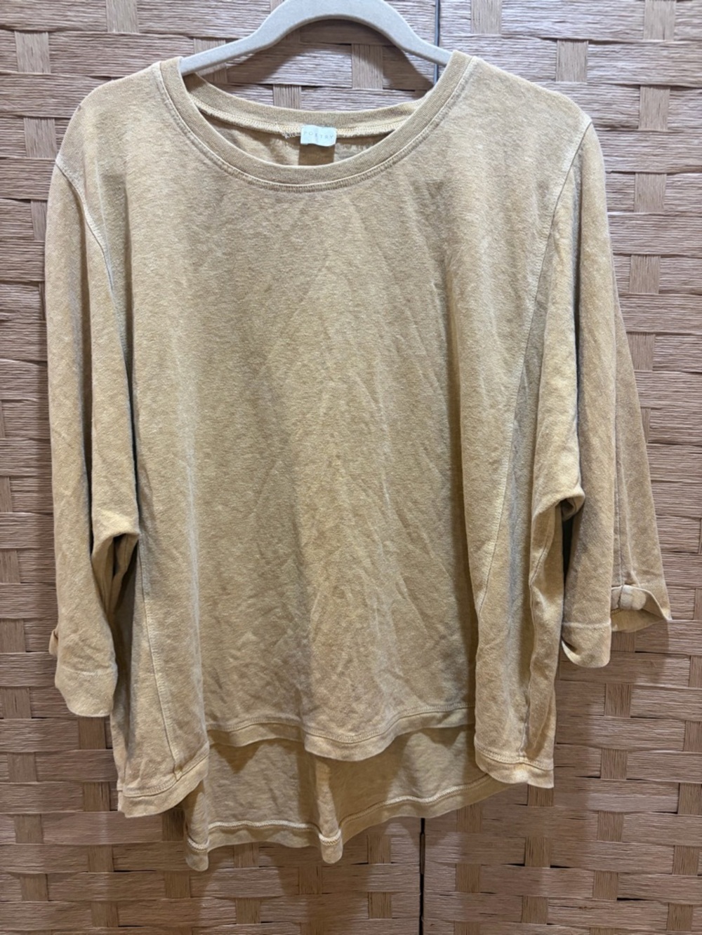 Poetry Light Gold Linen Blend Oversized Blouse Tunic size 14 NWOT